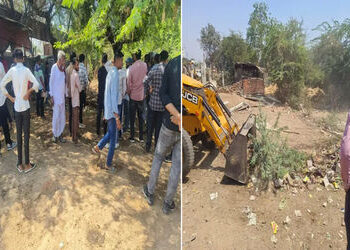 વડોદરામાં ભીમ તળાવ, ચામુંડા નગરના ગેરકાયદે ઢોરવાડા તોડાયા : દંડની વસુલાત | Illegal cattle sheds demolished in Bhim Lake Chamunda Nagar in Vadodara