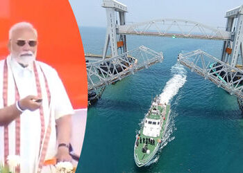 PM મોદીએ પંબન બ્રિજનું લોકાર્પણ કરી રામનાથ સ્વામી મંદિરમાં દર્શન કર્યા, રામ સેતુ પણ નિહાળ્યો | PM Mo…