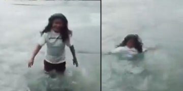 VIDEO : એ…એ….ગઈ…. રીલના ચક્કરમાં ગંગામાં તણાઈ ગઈ મહિલા, પગ લપસતાં સંભાળી જ ના શકી | Woman swep…