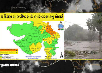 ગુજરાતનાં 13 જિલ્લામાં ભારે વરસાદની આગાહી, હજુ 4 દિવસ થશે મેઘમહેર | rains predicted across Gujarat f…