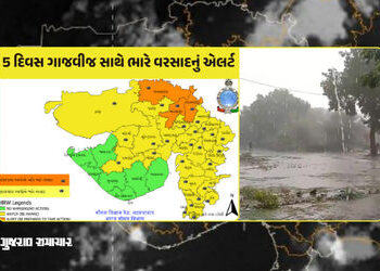 ગુજરાતમાં 5 દિવસ ગાજવીજ સાથે ભારે વરસાદની આગાહી, 20થી વધુ જિલ્લામાં ઍલર્ટ | IMD Ahmedabad Heavy rain…