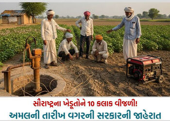 જાહેરાતોનું ‘ગાજર’?: સૌરાષ્ટ્રના ખેડૂતોને 10 કલાક વીજળી-પાણીની જાહેરાત, પણ અમલ ક્યારથી? તારીખ ન આપી …
