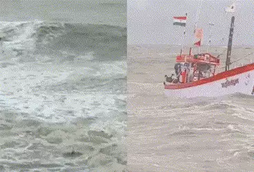 અમરેલીનો દરિયો બન્યો તોફાની: 7 માછીમારો ગુમ, 18નું રેસ્ક્યુ, જાફરાબાદ બંદર પર 3 નંબરનું સિગ્નલ | Amr…