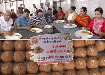 VIDEO: જામનગરમાં યોજાઈ મોદક ખાવાની સ્પર્ધા, જાણો મહિલા અને પુરુષોમાં કોણે બાજી મારી | Open Saurashtr…