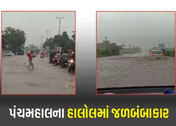 2 કલાકમાં 7 ઈંચ વરસાદ, પંચમહાલના હાલોલમાં મેઘરાજાની ધમાકેદાર બેટિંગ, રસ્તા બેટમાં ફેરવાયા | halol he…