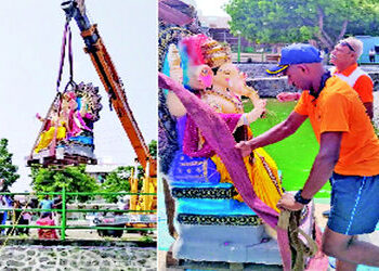આણંદના લોટેશ્વર તળાવમાં 120 મૂર્તિઓ વિસર્જીત કરાઈ | 120 idols immersed in Loteshwar Lake in Anand