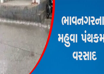 મહુવા પંથકમાં પ્રથમ નોરતે મૂશળધાર 3 ઈંચ વરસાદ | First torrential rain of 3 inches in Mahuva district