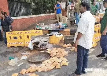 VIDEO: વડોદરામાં દબાણખાતાની ટીમે સામાન ફેંકી દેતાં રસ્તા વચ્ચે સૂઇ ગયો ફેરિયો, વીડિયો વાઈરલ | corpor…