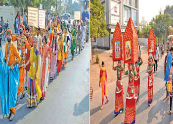 કલાધામમાં કલાત્મક ફ્લોટ્સ સાથે નીકળી કલાયાત્રા | Kalayatra with artistic floats begins at Kaladham