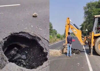 VIDEO: શહેરા-ગોધરા હાઇવે પર ગાબડું પુરવાની કામગીરી શરૂ, વીડિયો વાઈરલ થયા બાદ તંત્ર દોડતું થયું | fil…