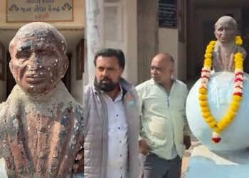 તલાટી ઓફિસના પ્રાંગણમાં સરદાર પટેલની પ્રતિમાની બિસ્માર હાલત | Sardar Patel’s statue in the Talati of…