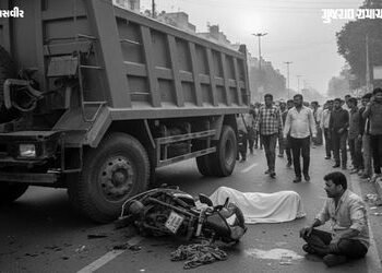 અમદાવાદમાં ડમ્પર બન્યું યમદૂત, મોપેડ સવાર પતિ-પત્નીને ટક્કર મારી, મહિલાનું કમકમાટીભર્યું મોત | Ahmed…
