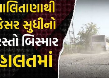 જેસરથી બગદાણા જતા રસ્તા પર ડામરનું નામ નિશાન નથી, લોકોને હાલાકી | There is no asphalt marking on the…
