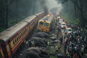 આસામમાં મોટી ટ્રેન દુર્ઘટના, રાજધાની એક્સપ્રેસની અડફેટે અનેક હાથીના મોત, 5 ડબા ખડી પડ્યાં | Major Tr…
