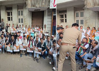 જામનગરમાં કેન્દ્ર સરકાર દ્વારા મનરેગા યોજનાનું નામ બદલવાના મામલે શહેર કોંગ્રેસ દ્વારા વિરોધ પ્રદર્શન…
