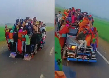 VIDEO: રાજસ્થાનથી ગુજરાત આવી રહેલી એક જીપમાં 100 લોકો સવાર, ટ્રાફિક નિયમોના ખુલ્લેઆમ ધજાગરા | Rajast…