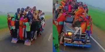 VIDEO: રાજસ્થાનથી ગુજરાત આવી રહેલી એક જીપમાં 100 લોકો સવાર, ટ્રાફિક નિયમોના ખુલ્લેઆમ ધજાગરા | Rajast…