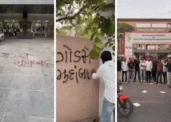 ઉગ્ર વિરોધ બાદ અમદાવાદમાં ‘હું નથુરામ’ નાટક રદ: NSUIના કાર્યકરોએ સૂત્રો દીવાલો પર સૂત્રો લખી વ્યક્ત …