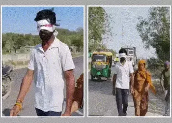 ‘લાલા’ના દર્શનની લગન: બોટાદનો ‘સંજય’ આંખે પાટા બાંધી દ્વારકાની 360 કિ.મી. લાંબી પદયાત્રાએ, પત્ની બની…