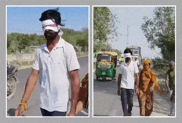 ‘લાલા’ના દર્શનની લગન: બોટાદનો ‘સંજય’ આંખે પાટા બાંધી દ્વારકાની 360 કિ.મી. લાંબી પદયાત્રાએ, પત્ની બની…