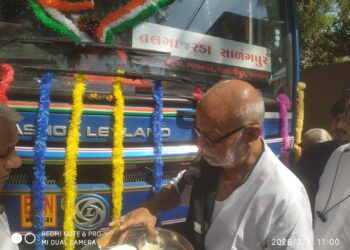 આજ થી તલગાજરડા સાળંગપુર એસ. ટી. બસ સેવા નો શુભારંભ -પૂજ્ય મોરારીબાપુ ના હસ્તે પ્રસ્થાન