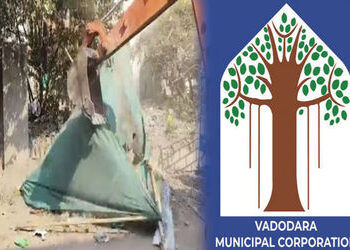 વડોદરાના ગોરવા-મધુ નગર પાસે દુકાનનું વધારાનું ગેરકાયદે બાંધકામ દબાણ શાખાએ તોડી પાડ્યું | Estate depa…