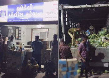 શાકભાજી નીચે સંતાડ્યો હતો દારૂ! બોડેલી પાસે મધ્ય પ્રદેશથી વડોદરા લઈ જવાતો વિદેશી દારૂનો જથ્થો ઝડપાયો…
