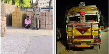 અમદાવાદ: નાના ચીલોડા પાસે એક કરોડથી વધુનો વિદેશી દારૂ ભરેલું કન્ટેનર ઝડપાયું, એકની અટકાયત | Ahmedaba…