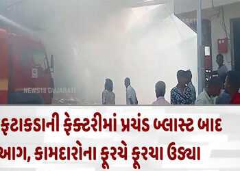 ફટાકડાની ફેક્ટરીમાં પ્રચંડ બ્લાસ્ટ સાથે ભીષણ આગ ભભુકી, શ્રમિકનું મોત | A massive explosion and fire …