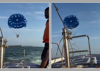 VIDEO: ગોવામાં પેરાસેલિંગ વખતે કેબલ તૂટતા ટુરિસ્ટ દરિયામાં પડ્યો, બાગા બીચ પર બની ઘટના | Goa Parasai…