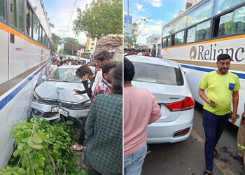 જામનગરમાં ગઈકાલે સાંજે શરૂ સેકશન રોડ પર બેકાબૂ કાર ડિવાઈડર સાથે અથડાઈ : વૃક્ષ પણ પડ્યું | car crashe…