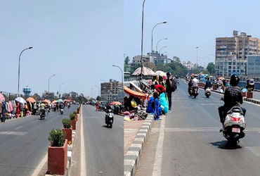 સુરત પાલિકા અને પોલીસને પડકાર: દબાણ કરનારાઓએ તાપી બ્રીજ પર જ રવિવારી બજાર શરુ કરી દીધું | Surat: CCT…