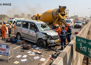 મહારાષ્ટ્રના થાણેમાં સિમેન્ટ મિક્સર અને કાર વચ્ચે ભીષણ ટક્કરમાં 9 લોકોના કરૂણ મોત | Thane Road Accid…