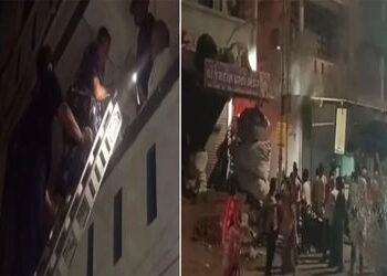 માંજલપુરની પ્રોવિઝન સ્ટોરમાં મોડી રાત્રે આગ, સિનિયર સિટીઝન દંપતીનું રેસ્ક્યુ | Fire breaks out in Ma…