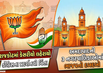 રાજકોટ કોર્પોરેશનમાં ભાજપને જંગી બહુમતી, અમદાવાદની 3 નગરપાલિકામાં પણ કમળ ખીલ્યું | gujarat local bod…