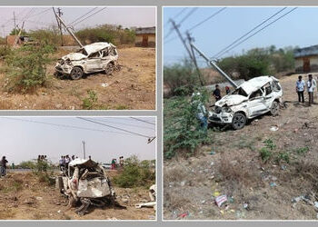 અમદાવાદ: ધોળકા-બગોદરા હાઈવે પર ગમખ્વાર અકસ્માત, કાર પલટી મારી વીજ પોલ સાથે અથડાઈ, 3ના મોત | 3 Dead a…