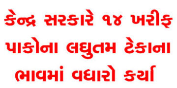 કેન્દ્ર સરકારે 14 ખરીફ પાકોના લઘુતમ ટેકાના ભાવમાં વધારો કર્યા | Central government increases minimum…