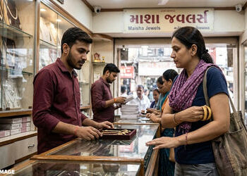 અમદાવાદના માણેકચોકમાં ગ્રાહક બનીને મહિલાએ કરી લાખોની ચોરી, સોનાની 4 બંગડીઓ બગલમાં સંતાડીને ફરાર | ma…
