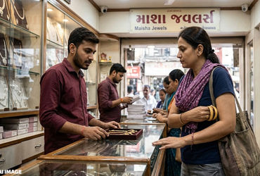 અમદાવાદના માણેકચોકમાં ગ્રાહક બનીને મહિલાએ કરી લાખોની ચોરી, સોનાની 4 બંગડીઓ બગલમાં સંતાડીને ફરાર | ma…