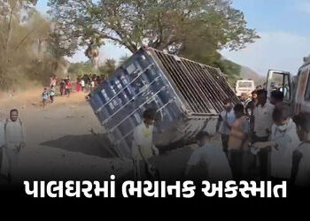 VIDEO : મહારાષ્ટ્રના પાલઘરમાં ટ્રક-કન્ટેનર વચ્ચે ભયાનક ટક્કર, 12ના મોત, 25ને ઈજા | Palghar Highway A…