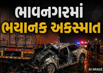 ભાવનગર-ધોલેરા રોડ પર ભડભીડ ટોલનાકા નજીક કન્ટેનર પાછળ બેફામ કાર ઘૂસી જતાં 3 લોકોના મોત | Bhavnagar Hi…