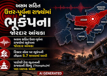 અસમ અને ઉત્તર-પૂર્વમાં ભૂકંપના જોરદાર આંચકા: 5.7ની તીવ્રતાથી ધ્રૂજી ધરા, ભૂતાનમાં હતું કેન્દ્રબિંદુ …