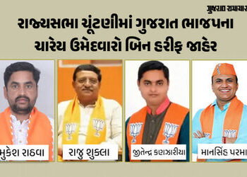 રાજ્યસભા ચૂંટણીમાં ગુજરાત ભાજપના ચારેય ઉમેદવારો બિન હરીફ જાહેર, કોંગ્રેસ-AAPએ ઉમેદવાર ઉતાર્યા ન હતા …