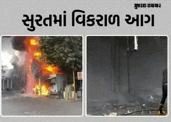 સુરતના અડાજણમાં TVS-EV શૉ રૂમમાં ભીષણ આગ, 15થી વધુ વાહનો રાખ, બાજુની બે દુકાનો પણ ઝપેટમાં | surat ad…
