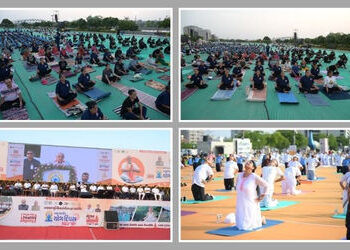અમદાવાદમાં 12મા આંતરરાષ્ટ્રીય યોગ દિવસની ઉજવણી, રિવરફ્રન્ટ ખાતે મોટી સંખ્યામાં લોકોએ એક સાથે યોગ કર્…